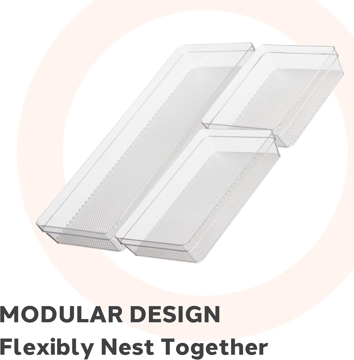 Clear Drawer Organizer - 3" X 12.5" - Ideal for Organizing Kitchen Drawers, Office, Desk, Silverware, Kitchen Utensils, Cosmetics and Bathrooms