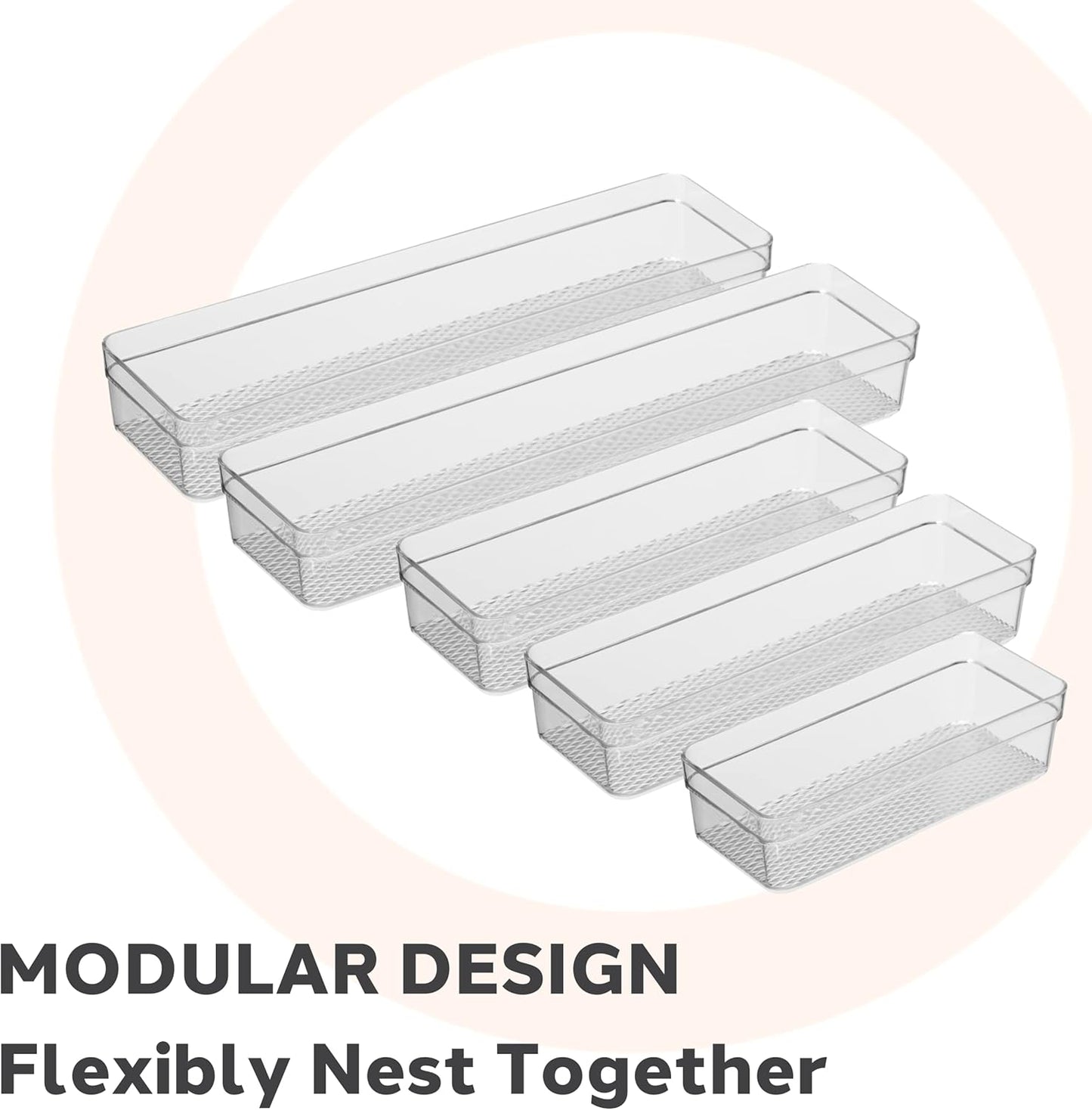 Clear Drawer Organizer - 3" X 12.5" - Ideal for Organizing Kitchen Drawers, Office, Desk, Silverware, Kitchen Utensils, Cosmetics and Bathrooms