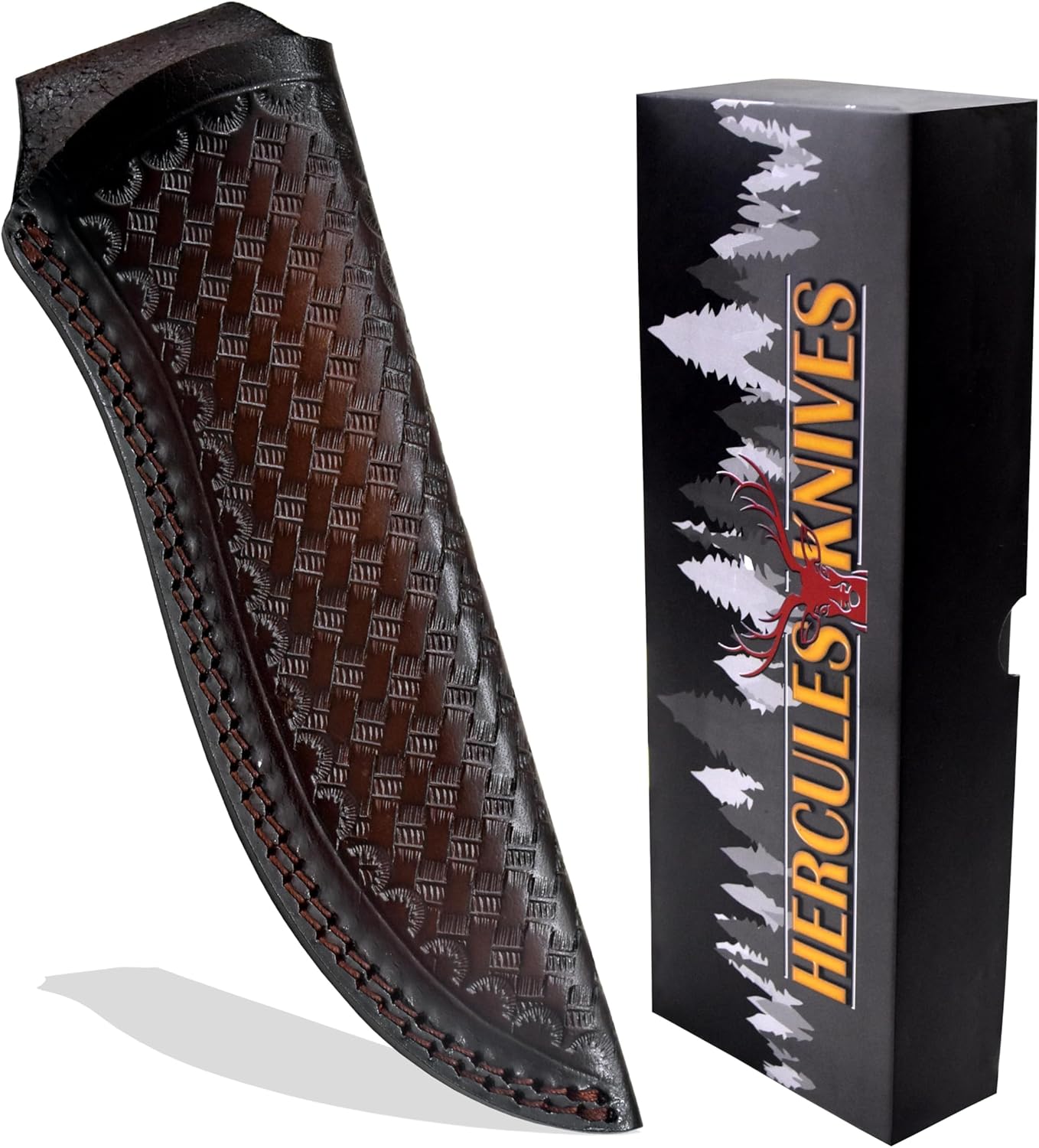 Custom Leather Sheath Tooled Leather Sheath/Hunting Knife Sheath Universal Leather Knife Sheath, 100% Real Laether/ (Dark Brown, 9.0" Inches)