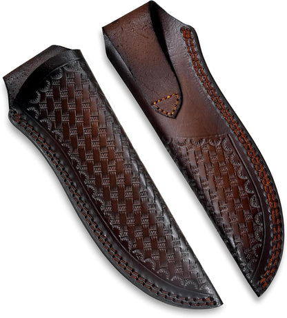 Custom Leather Sheath Tooled Leather Sheath/Hunting Knife Sheath Universal Leather Knife Sheath, 100% Real Laether/ (Dark Brown, 9.0" Inches)