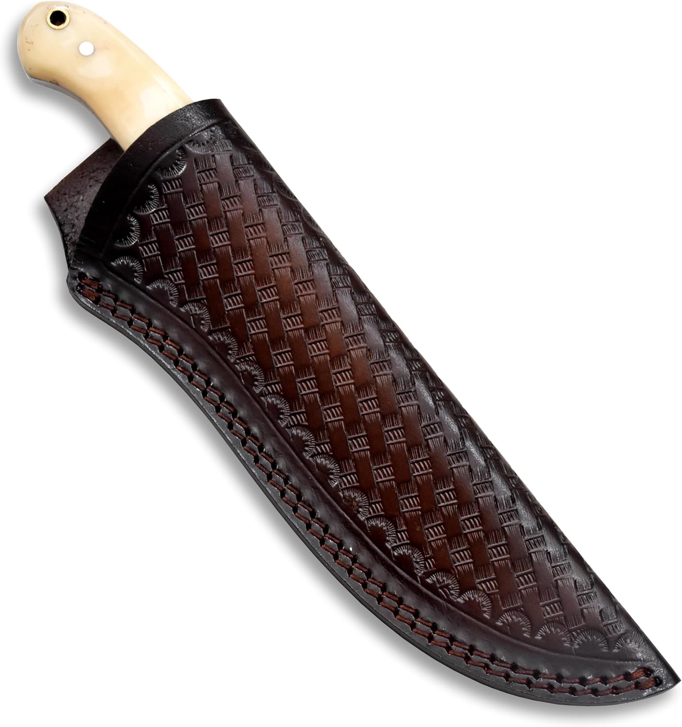 Custom Leather Sheath Tooled Leather Sheath/Hunting Knife Sheath Universal Leather Knife Sheath, 100% Real Laether/ (Dark Brown, 9.0" Inches)
