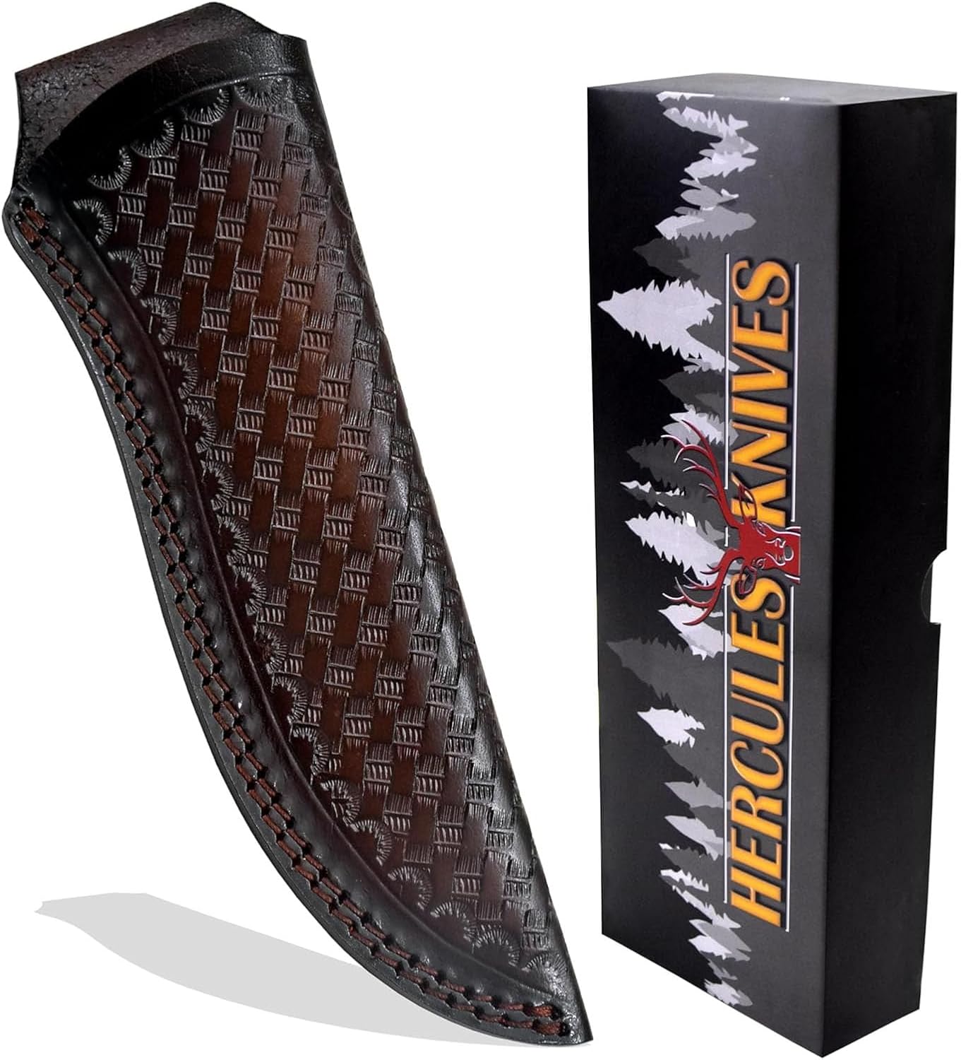 Custom Leather Sheath Tooled Leather Sheath/Hunting Knife Sheath Universal Leather Knife Sheath, 100% Real Laether/ (Dark Brown, 9.0" Inches)