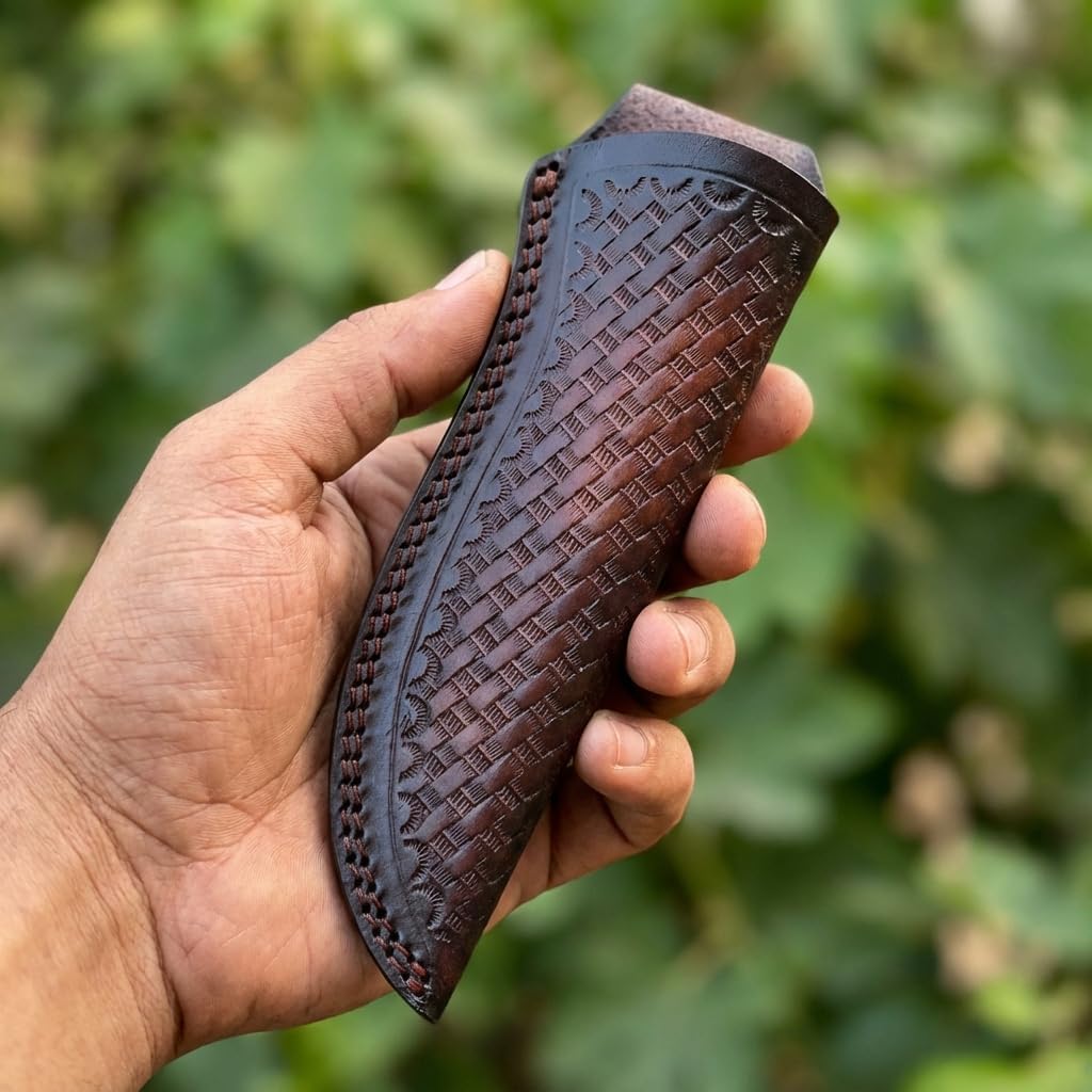Custom Leather Sheath Tooled Leather Sheath/Hunting Knife Sheath Universal Leather Knife Sheath, 100% Real Laether/ (Dark Brown, 9.0" Inches)