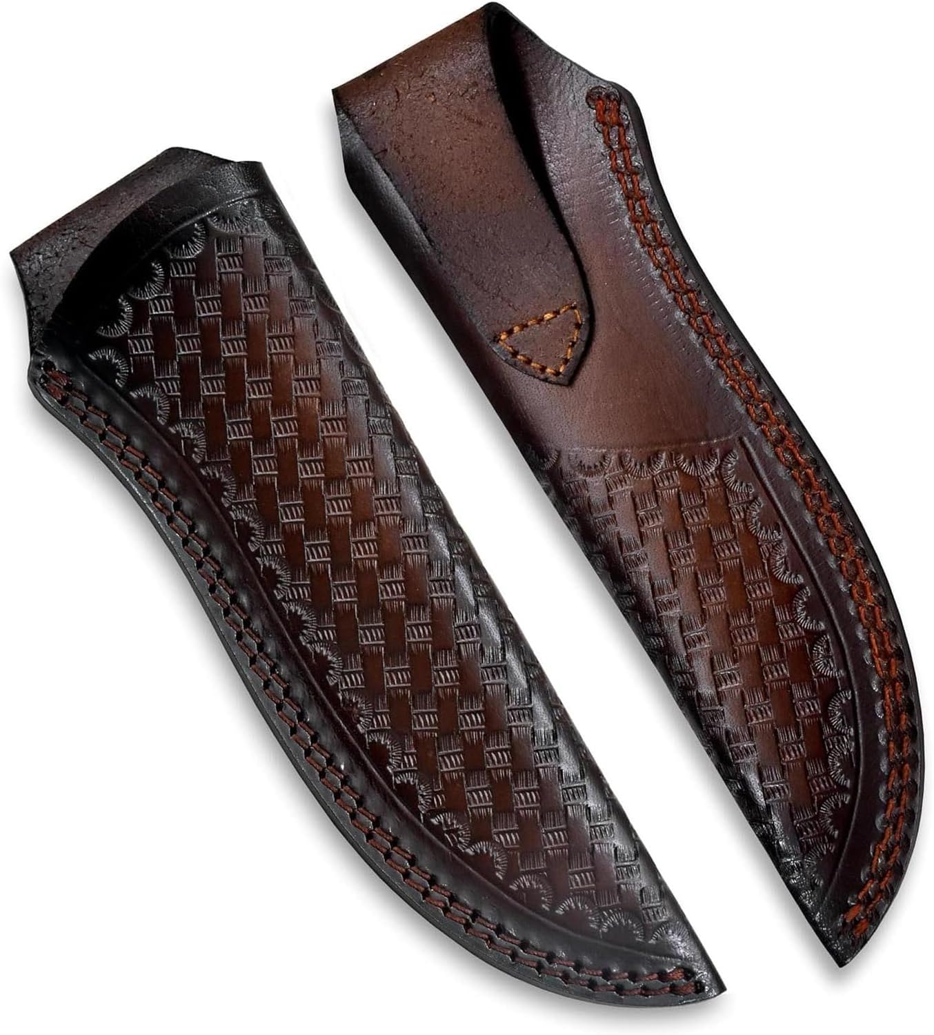Custom Leather Sheath Tooled Leather Sheath/Hunting Knife Sheath Universal Leather Knife Sheath, 100% Real Laether/ (Dark Brown, 9.0" Inches)