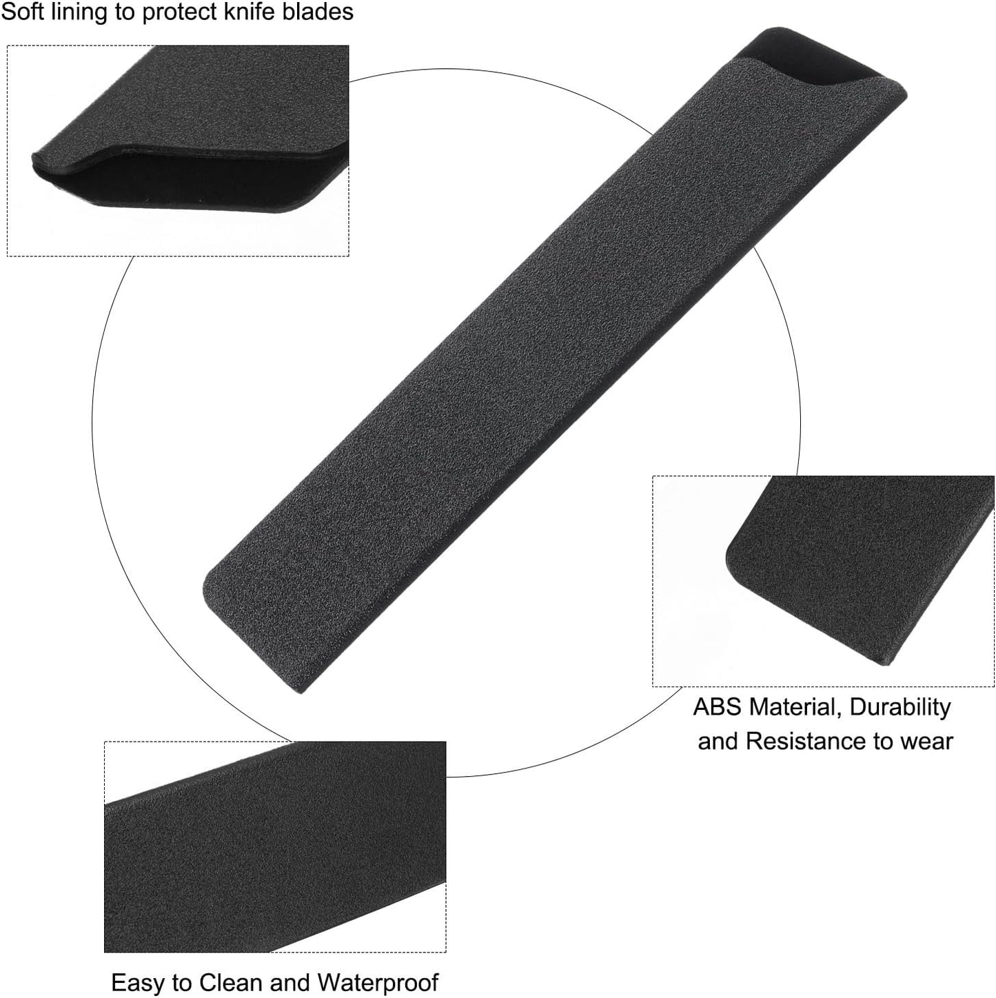 5 Pcs Knife Cover Sleeves, 8.3" x 1.4" ABS Knives Edge Guard Blade Protector Universal Knife Sheath for Home Kitchen, Black