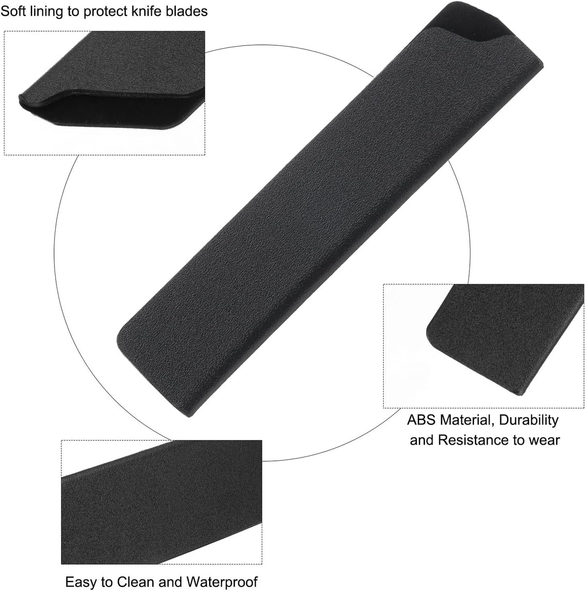 5 Pcs Knife Cover Sleeves, 8.3" x 1.4" ABS Knives Edge Guard Blade Protector Universal Knife Sheath for Home Kitchen, Black