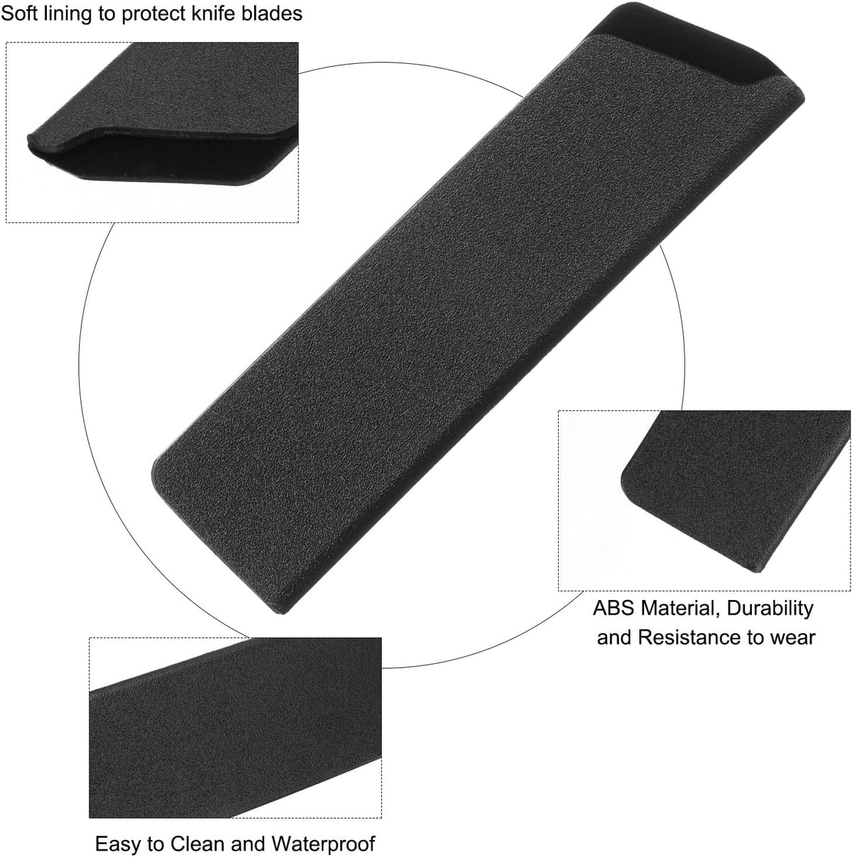 5 Pcs Knife Cover Sleeves, 8.3" x 1.4" ABS Knives Edge Guard Blade Protector Universal Knife Sheath for Home Kitchen, Black