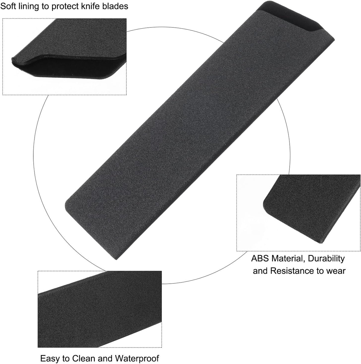 5 Pcs Knife Cover Sleeves, 8.3" x 1.4" ABS Knives Edge Guard Blade Protector Universal Knife Sheath for Home Kitchen, Black