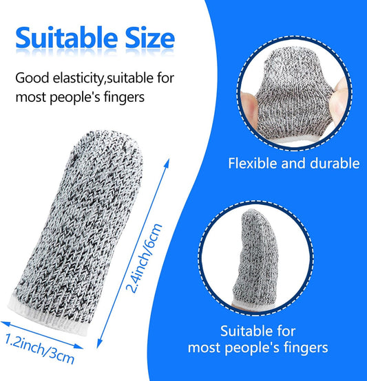 60 Pcs Cut Resistant Finger Cots, Reusable Finger Guards, Durable Non Slip Thumb Protector Sleeve, Breathable Fingertip Covers for Kitchen Garden Sculpture Grinding Work (2.2 Inch)