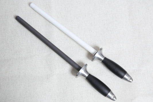Ceramic Honing Rod Knife Sharpening Steel 2 Piece Set with an Anti-Break Tip & Stainless Steel Handle