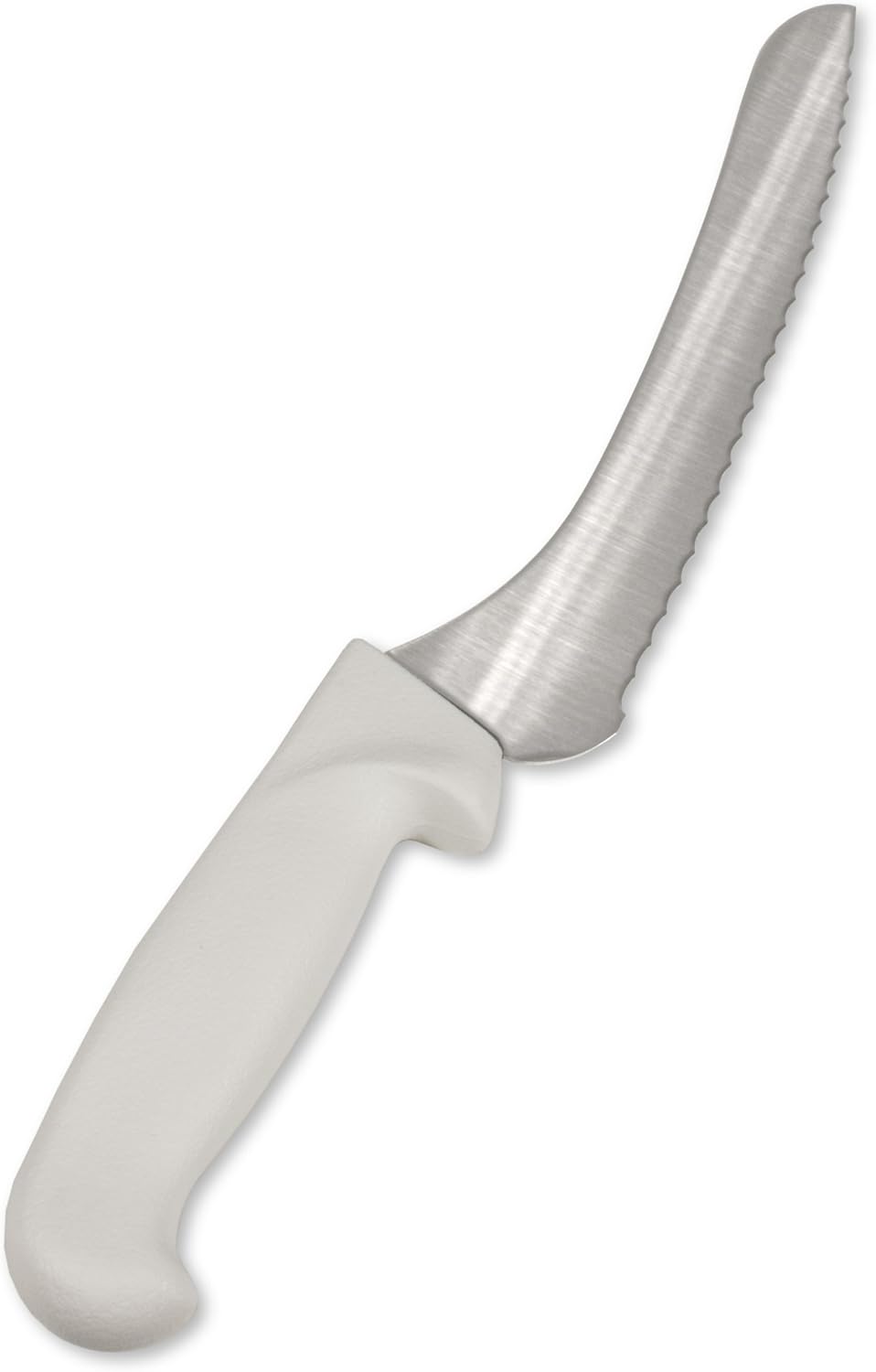9-Inch Offset Bread Knife, High Carbon German Steel with White Handle, 12-Pack