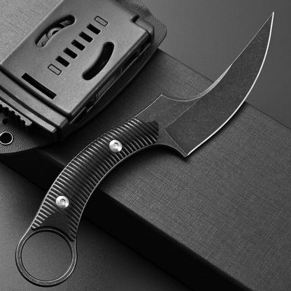 Ccanku C1490 Fixed Blade Knives 8 Inch Claw Knife D2 Blade Steel & G10 Handle Outdoor EDC Knife Suitable for Outdoor, Survival, Bushcraft with K Sheath(Black)
