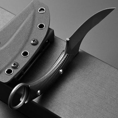 Ccanku C1490 Fixed Blade Knives 8 Inch Claw Knife D2 Blade Steel & G10 Handle Outdoor EDC Knife Suitable for Outdoor, Survival, Bushcraft with K Sheath(Black)