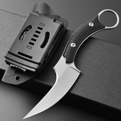 Ccanku C1490 Fixed Blade Knives 8 Inch Claw Knife D2 Blade Steel & G10 Handle Outdoor EDC Knife Suitable for Outdoor, Survival, Bushcraft with K Sheath(Black)