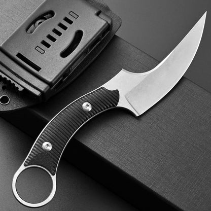 Ccanku C1490 Fixed Blade Knives 8 Inch Claw Knife D2 Blade Steel & G10 Handle Outdoor EDC Knife Suitable for Outdoor, Survival, Bushcraft with K Sheath(Black)