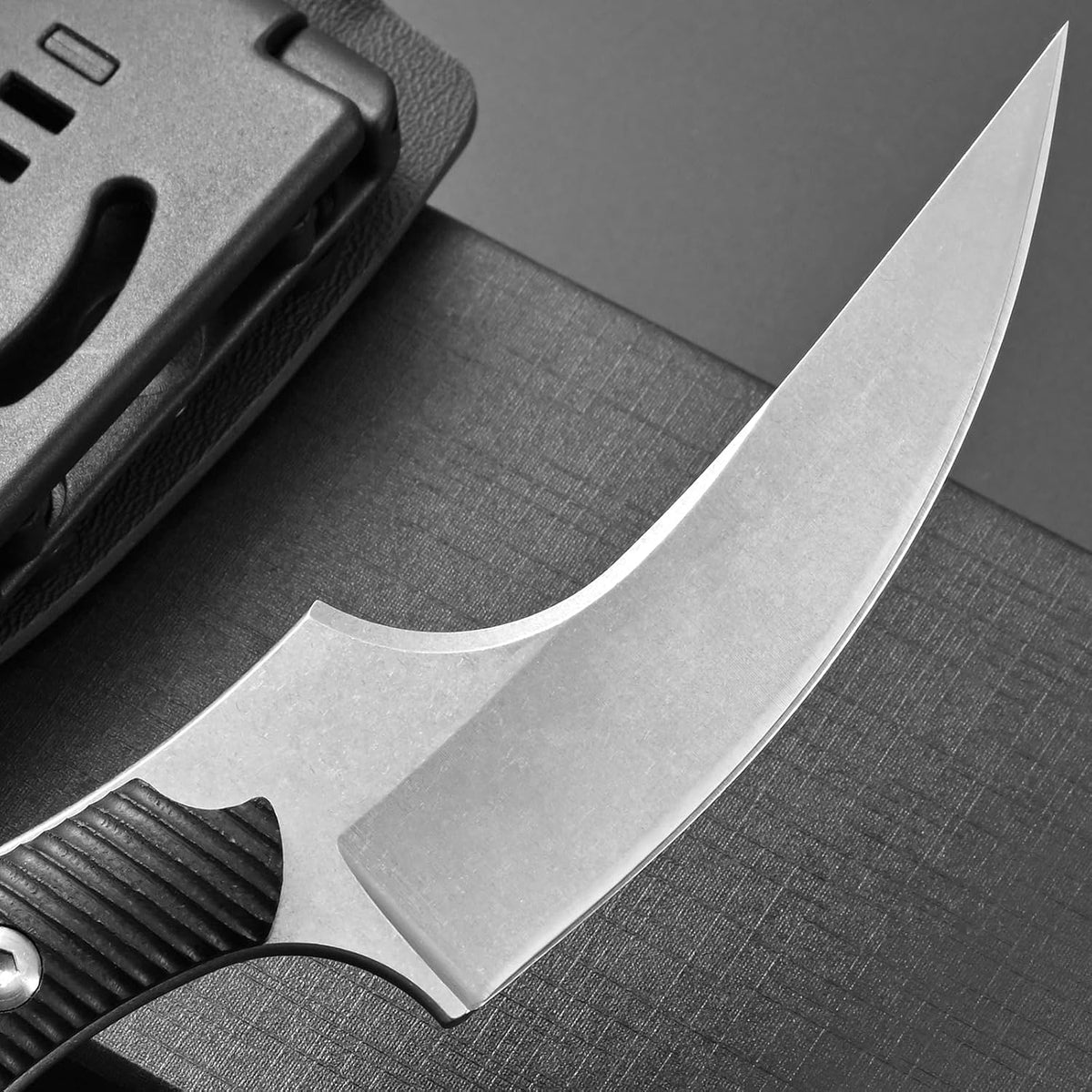 Ccanku C1490 Fixed Blade Knives 8 Inch Claw Knife D2 Blade Steel & G10 Handle Outdoor EDC Knife Suitable for Outdoor, Survival, Bushcraft with K Sheath(Black)