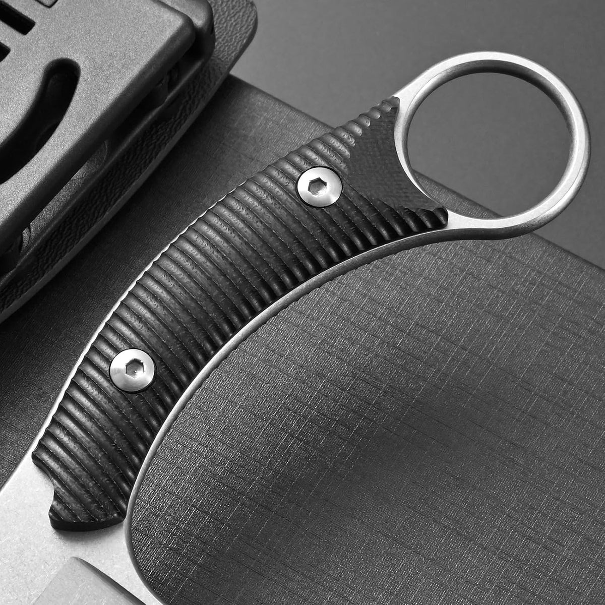 Ccanku C1490 Fixed Blade Knives 8 Inch Claw Knife D2 Blade Steel & G10 Handle Outdoor EDC Knife Suitable for Outdoor, Survival, Bushcraft with K Sheath(Black)