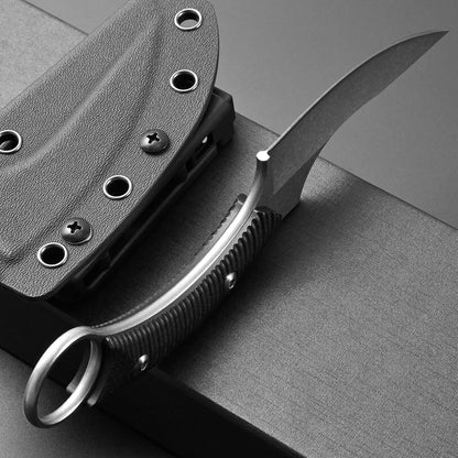 Ccanku C1490 Fixed Blade Knives 8 Inch Claw Knife D2 Blade Steel & G10 Handle Outdoor EDC Knife Suitable for Outdoor, Survival, Bushcraft with K Sheath(Black)