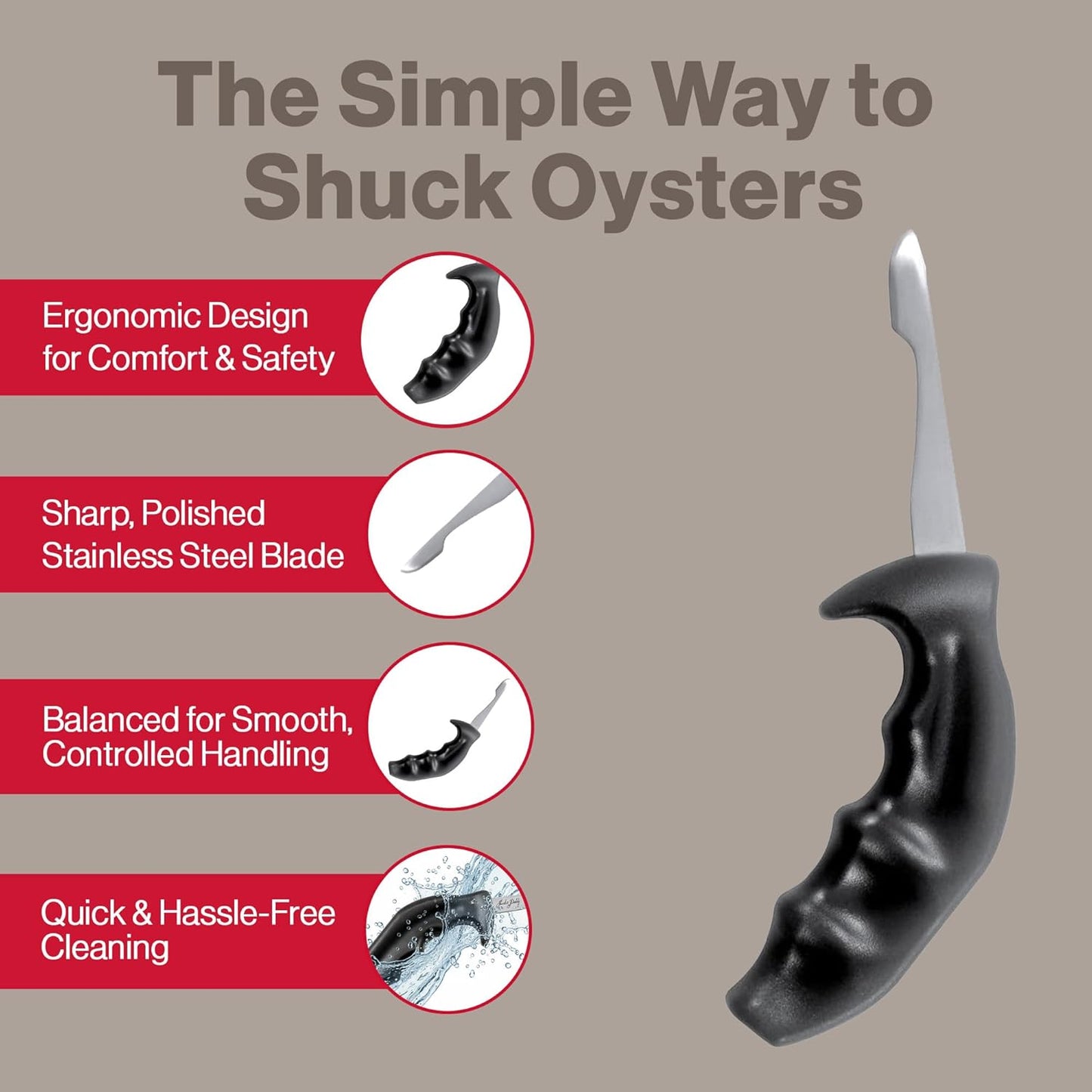 Shucker Paddy Malpeque Oyster Shucking Knife – Ergonomic Dual Axis Oyster Shucker Tool with 2" / 5 CM Stainless Steel Blade - Perfect for kitchen Collections – Non-Slip Handle, Yellow
