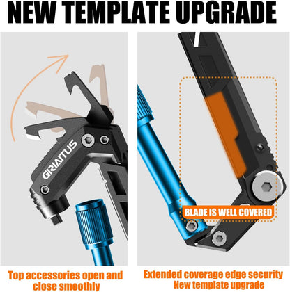 Carabiner Multitool 8-in-1 EDC Carabiners Pocket Knife for Camping, Black | Gifts for Men, Folding Serrated Knife, Bottle Opener, Rope Cutter, Screwdriver, Ruler, Survival Gear for Hiking Packs Carry