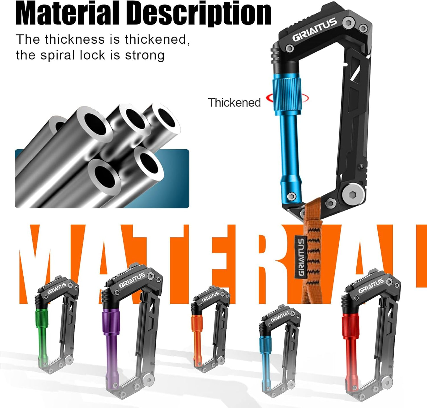 Carabiner Multitool 8-in-1 EDC Carabiners Pocket Knife for Camping, Black | Gifts for Men, Folding Serrated Knife, Bottle Opener, Rope Cutter, Screwdriver, Ruler, Survival Gear for Hiking Packs Carry