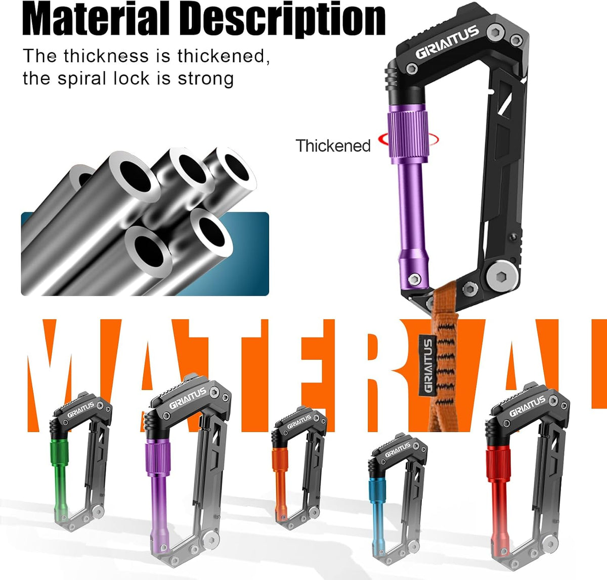 Carabiner Multitool 8-in-1 EDC Carabiners Pocket Knife for Camping, Black | Gifts for Men, Folding Serrated Knife, Bottle Opener, Rope Cutter, Screwdriver, Ruler, Survival Gear for Hiking Packs Carry