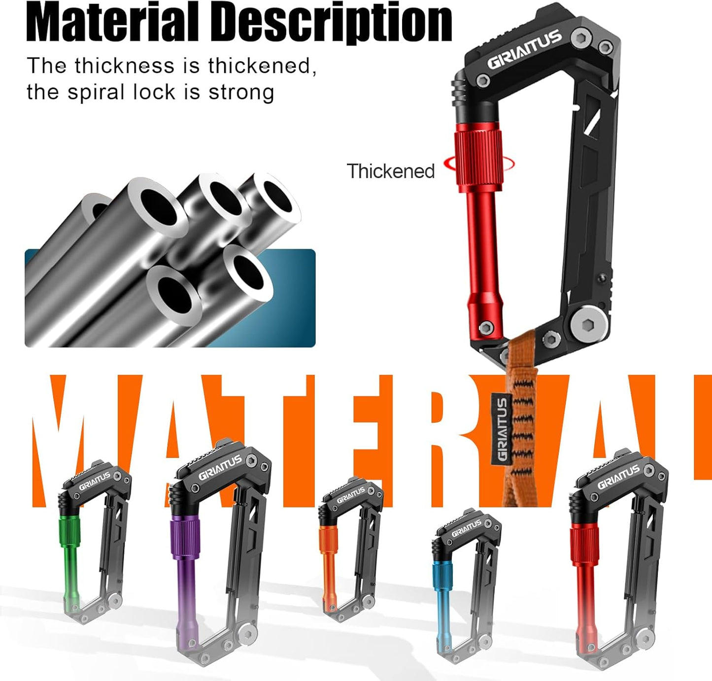 Carabiner Multitool 8-in-1 EDC Carabiners Pocket Knife for Camping, Black | Gifts for Men, Folding Serrated Knife, Bottle Opener, Rope Cutter, Screwdriver, Ruler, Survival Gear for Hiking Packs Carry