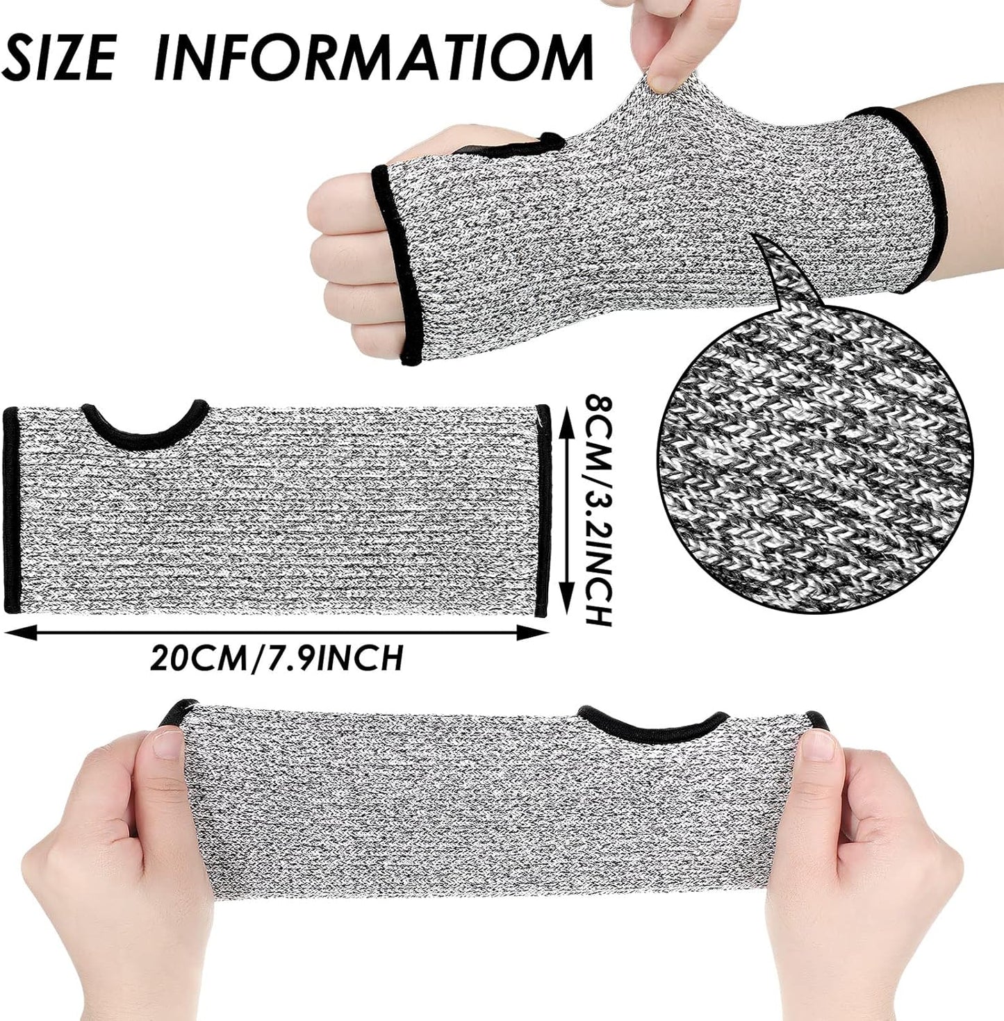 3 Pairs Cut Resistant Arm Sleeves Thin Arm Protectors Guard with Thumb Hole Gloves for Women Men Garden Kitchen(Black Blue Grey)