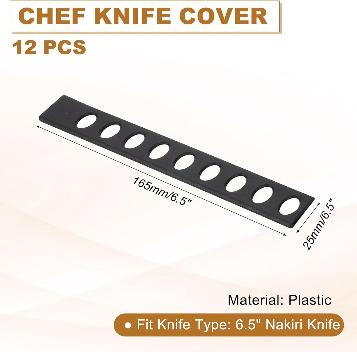 12Pcs PP Universal Blade Edge Guard Cover, Blade Cutting Edge Sleeve of 6" Blade Cover for Kitchen, Dining Room, Black
