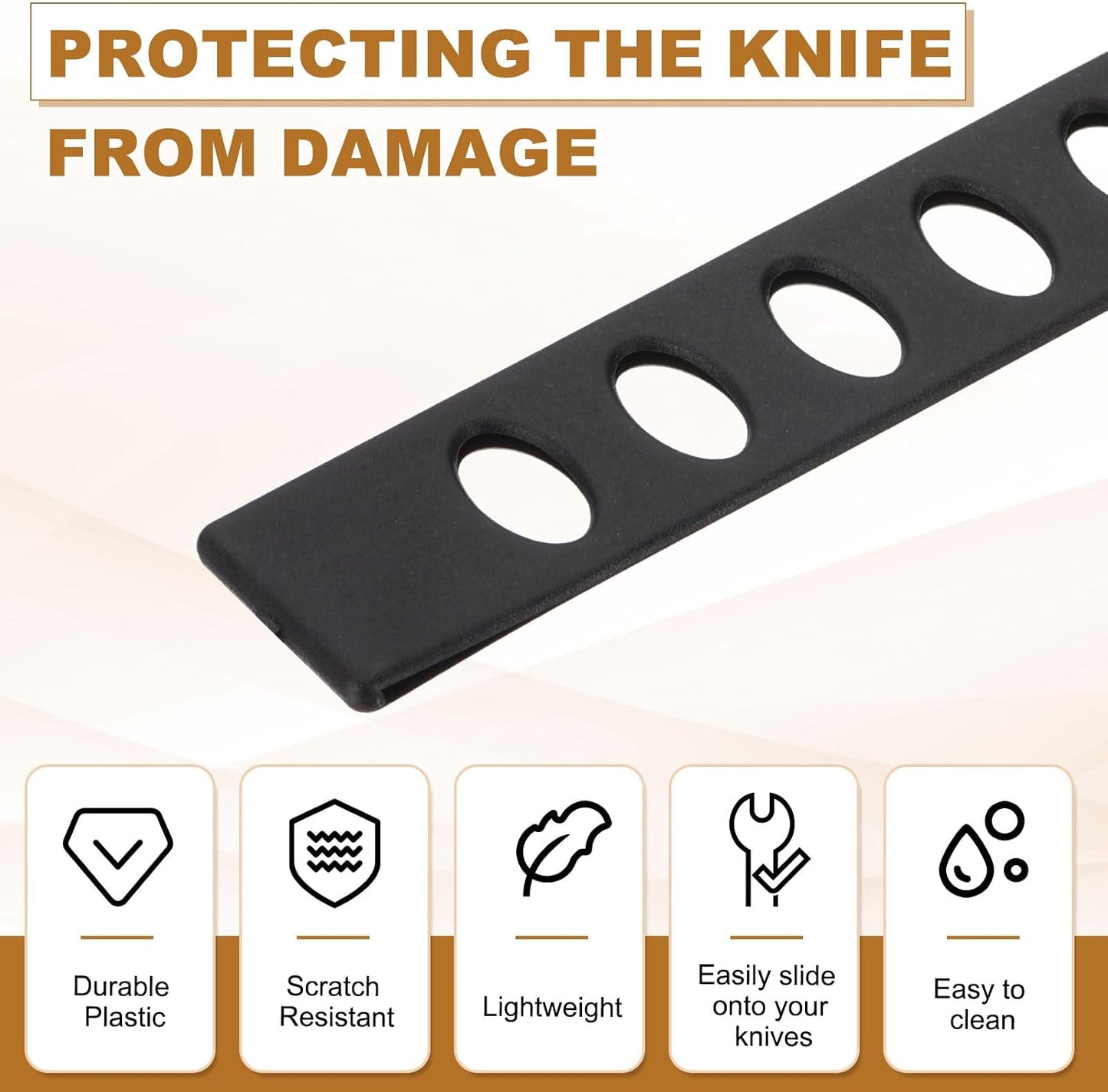 12Pcs PP Universal Blade Edge Guard Cover, Blade Cutting Edge Sleeve of 6" Blade Cover for Kitchen, Dining Room, Black