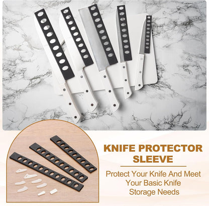 12Pcs PP Universal Blade Edge Guard Cover, Blade Cutting Edge Sleeve of 6" Blade Cover for Kitchen, Dining Room, Black