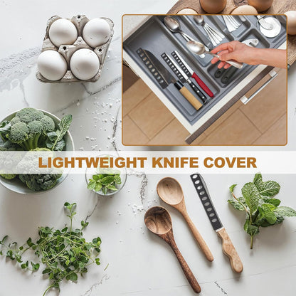 12Pcs PP Universal Blade Edge Guard Cover, Blade Cutting Edge Sleeve of 6" Blade Cover for Kitchen, Dining Room, Black