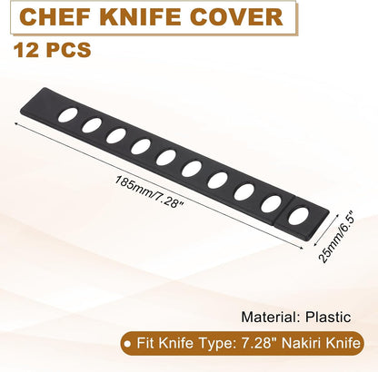 12Pcs PP Universal Blade Edge Guard Cover, Blade Cutting Edge Sleeve of 6" Blade Cover for Kitchen, Dining Room, Black