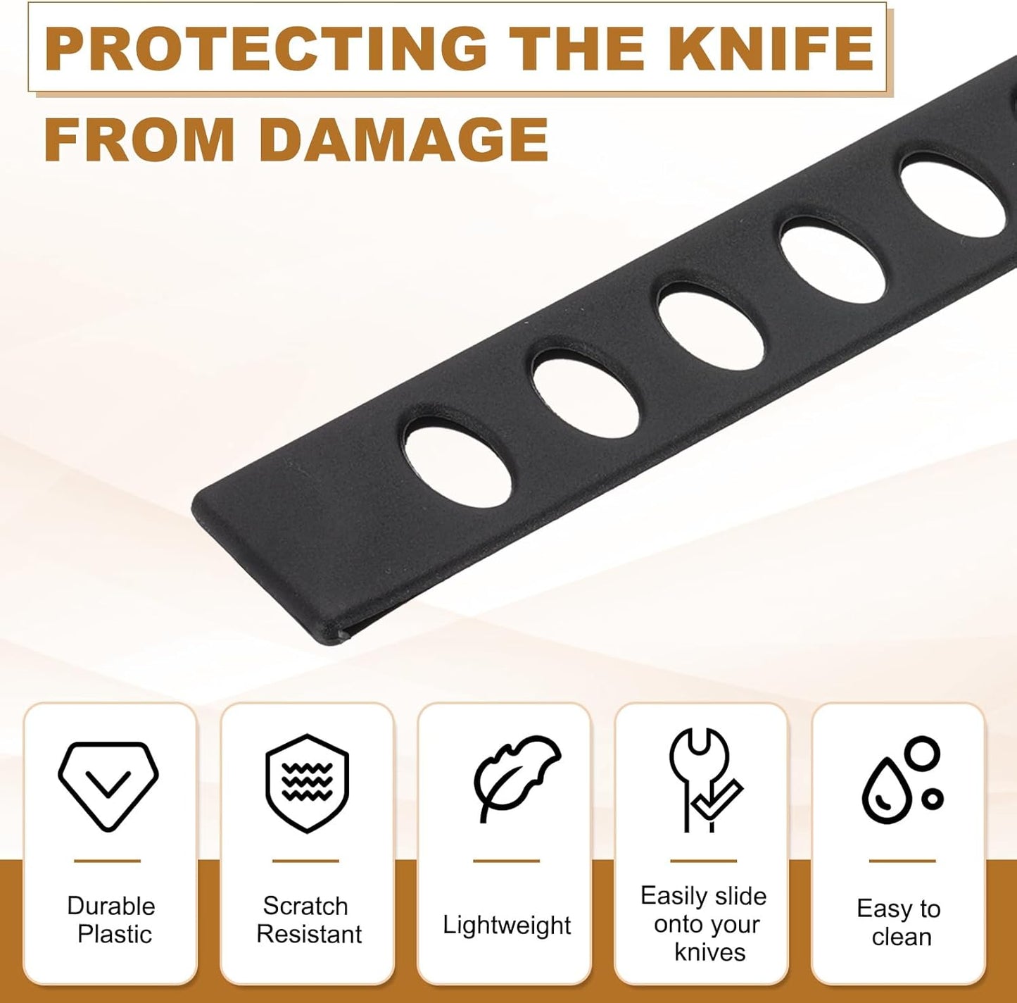 12Pcs PP Universal Blade Edge Guard Cover, Blade Cutting Edge Sleeve of 6" Blade Cover for Kitchen, Dining Room, Black