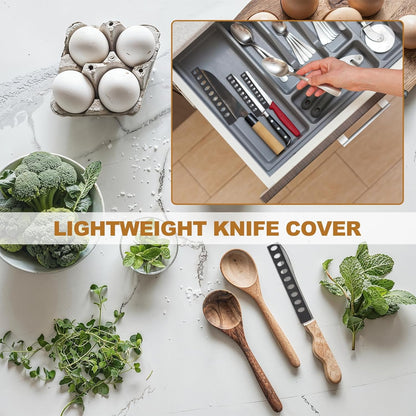 12Pcs PP Universal Blade Edge Guard Cover, Blade Cutting Edge Sleeve of 6" Blade Cover for Kitchen, Dining Room, Black