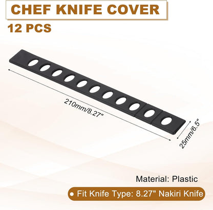 12Pcs PP Universal Blade Edge Guard Cover, Blade Cutting Edge Sleeve of 6" Blade Cover for Kitchen, Dining Room, Black