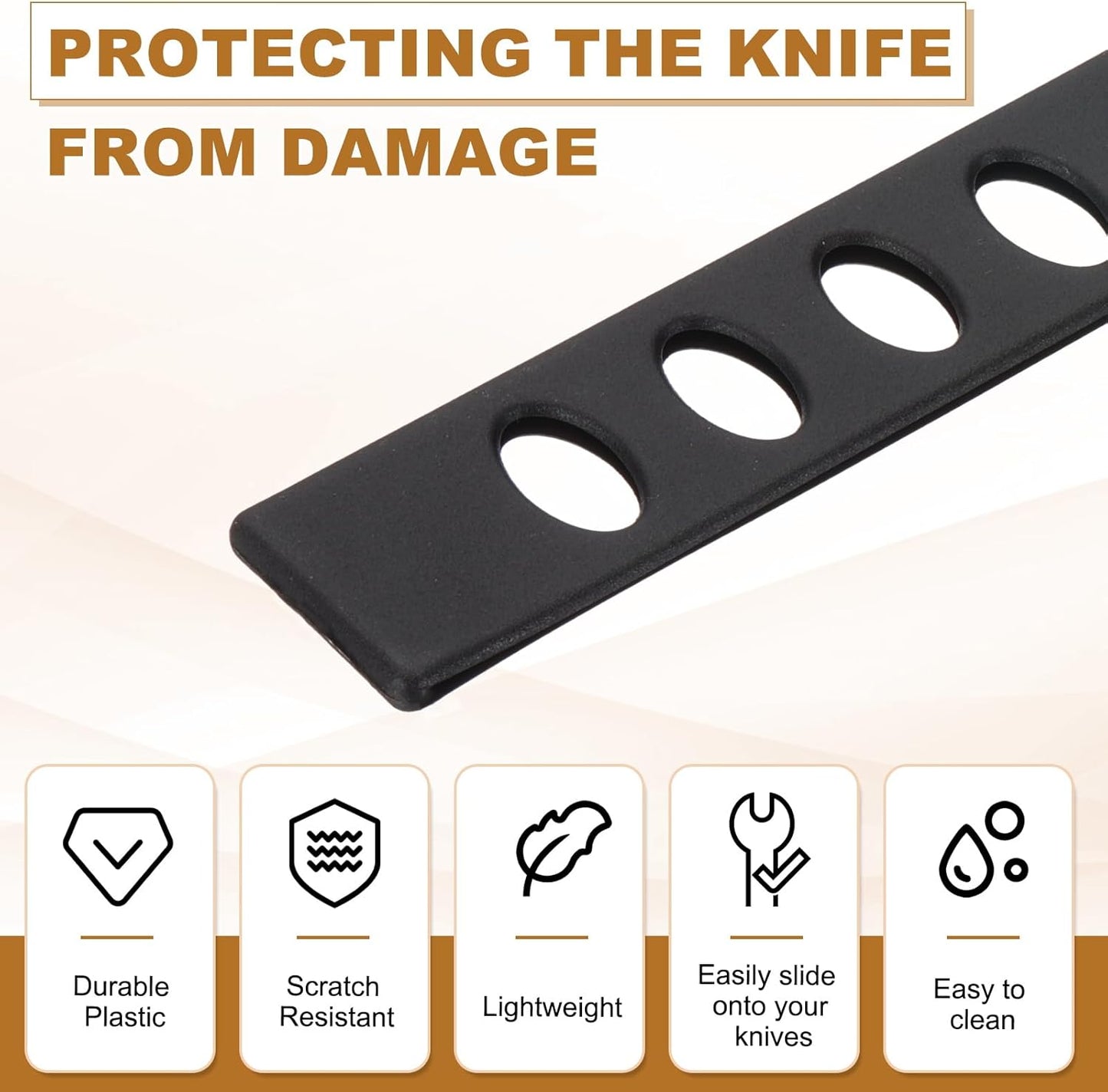 12Pcs PP Universal Blade Edge Guard Cover, Blade Cutting Edge Sleeve of 6" Blade Cover for Kitchen, Dining Room, Black