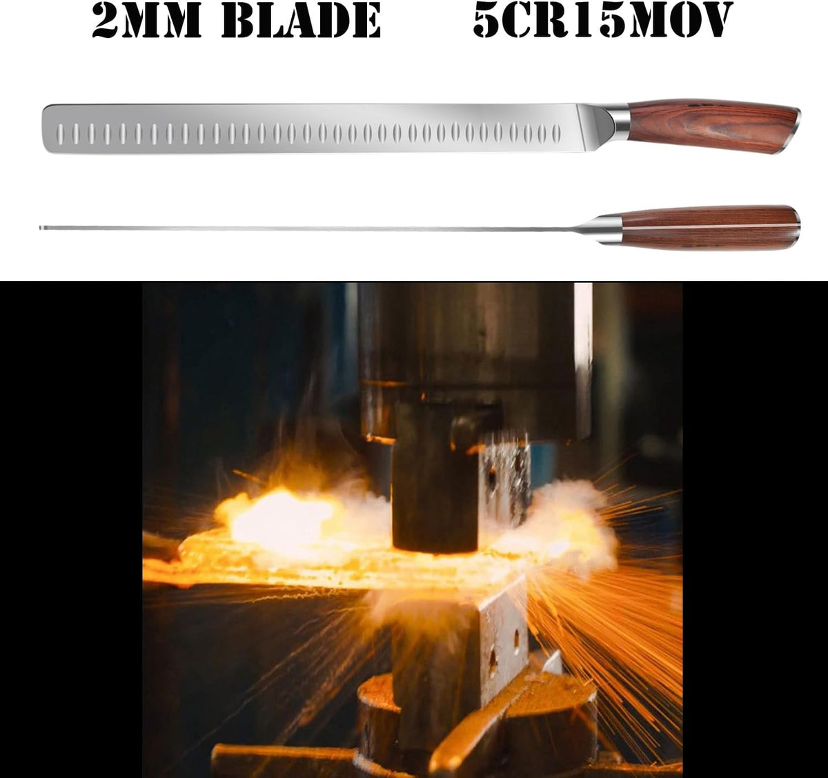 Slicing Carving Knife 12 inch Brisket Knife Outdoor Meat Cleaver Kitchen Knife Chef Knives Multipurpose Grilling Camping Cooking Knife BBQ Tool