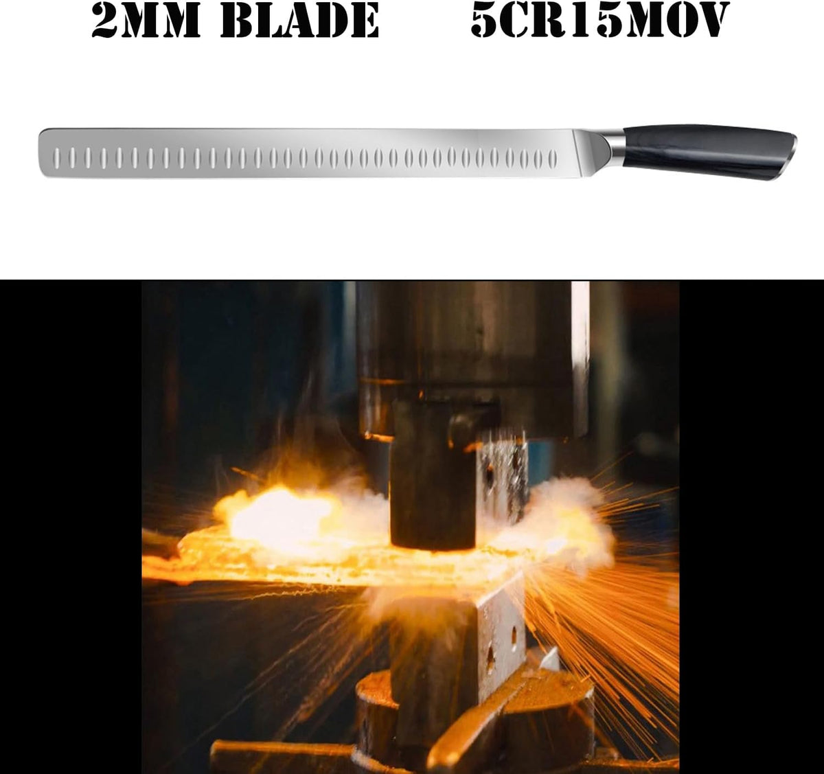 Slicing Carving Knife 12 inch Brisket Knife Outdoor Meat Cleaver Kitchen Knife Chef Knives Multipurpose Grilling Camping Cooking Knife BBQ Tool