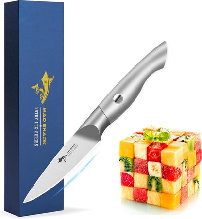 Paring Knife 3.5 inch Ultra Sharp German Stainless Steel | Paring Fruit Knives with Ergonomic Handle Design, Unique Small Kitchen Knife As Gift for Chef's Men/Women