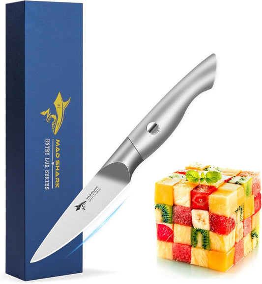 Paring Knife 3.5 inch Ultra Sharp German Stainless Steel | Paring Fruit Knives with Ergonomic Handle Design, Unique Small Kitchen Knife As Gift for Chef's Men/Women