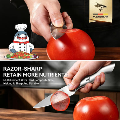 Paring Knife 3.5 inch Ultra Sharp German Stainless Steel | Paring Fruit Knives with Ergonomic Handle Design, Unique Small Kitchen Knife As Gift for Chef's Men/Women