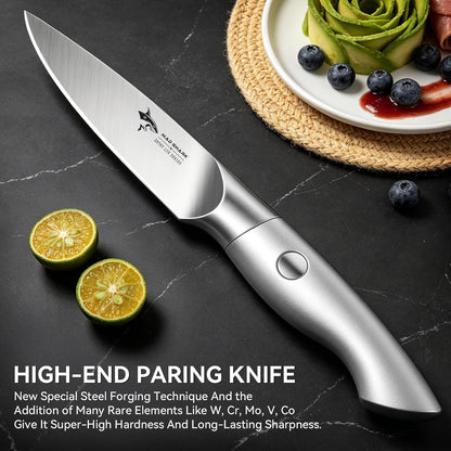 Paring Knife 3.5 inch Ultra Sharp German Stainless Steel | Paring Fruit Knives with Ergonomic Handle Design, Unique Small Kitchen Knife As Gift for Chef's Men/Women