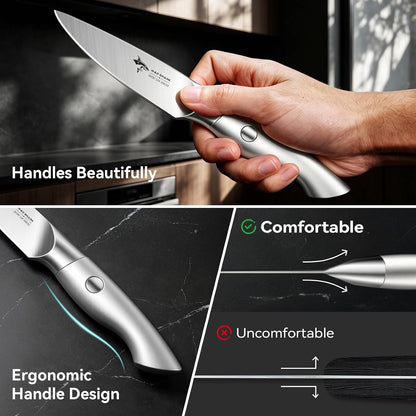 Paring Knife 3.5 inch Ultra Sharp German Stainless Steel | Paring Fruit Knives with Ergonomic Handle Design, Unique Small Kitchen Knife As Gift for Chef's Men/Women