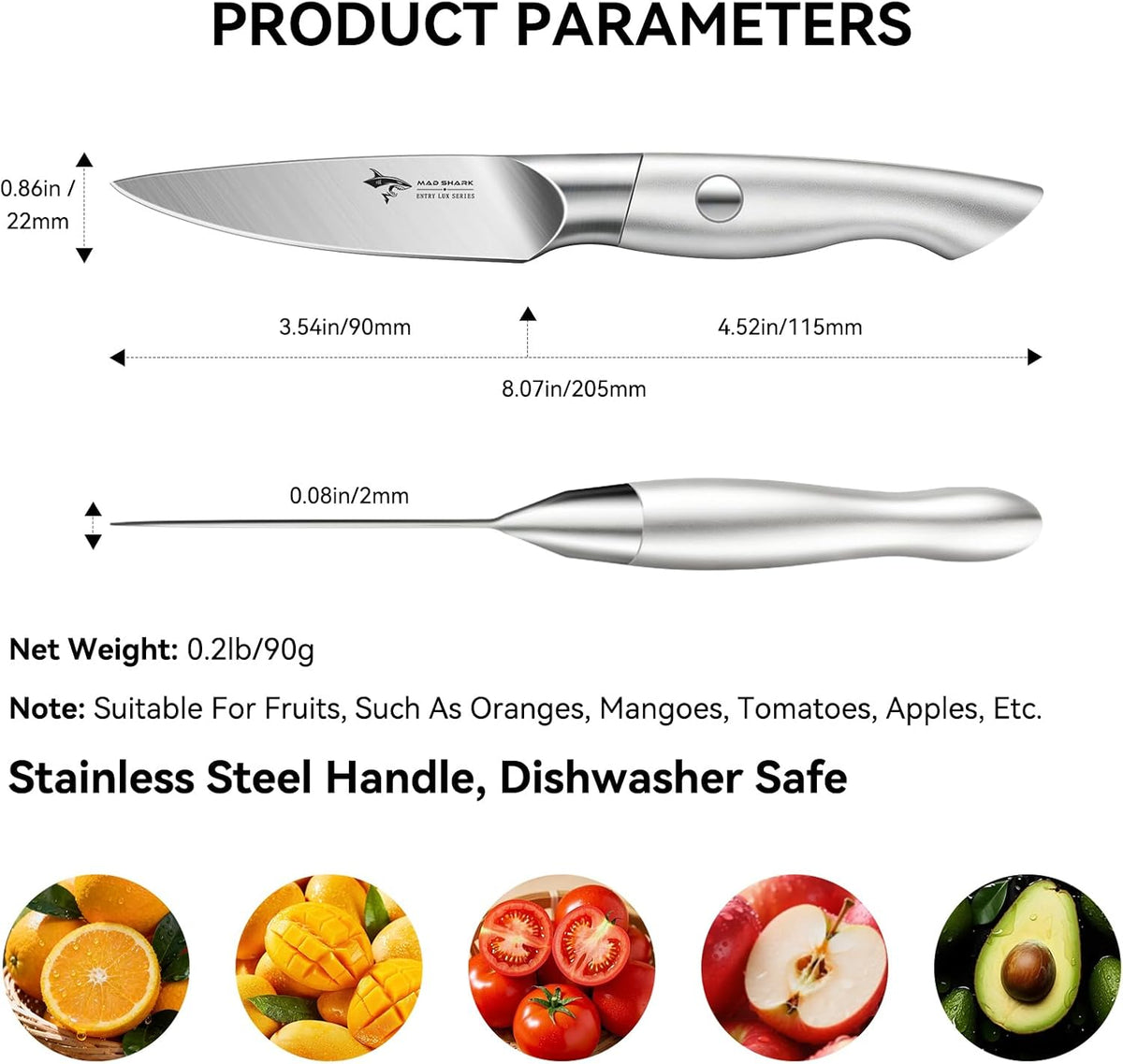 Paring Knife 3.5 inch Ultra Sharp German Stainless Steel | Paring Fruit Knives with Ergonomic Handle Design, Unique Small Kitchen Knife As Gift for Chef's Men/Women