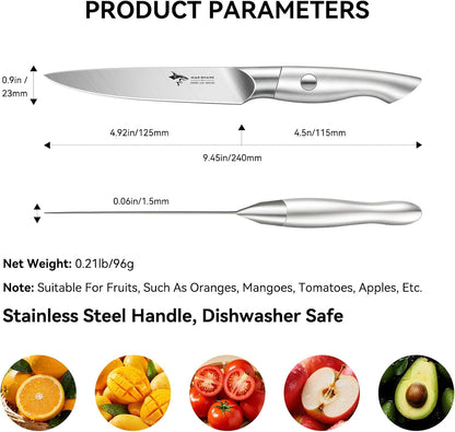 Paring Knife 3.5 inch Ultra Sharp German Stainless Steel | Paring Fruit Knives with Ergonomic Handle Design, Unique Small Kitchen Knife As Gift for Chef's Men/Women
