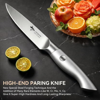 Paring Knife 3.5 inch Ultra Sharp German Stainless Steel | Paring Fruit Knives with Ergonomic Handle Design, Unique Small Kitchen Knife As Gift for Chef's Men/Women