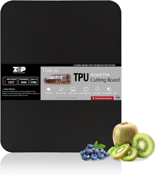 Thick TPU Cutting Boards for Kitchen, Rubber Flexible Cutting Board Mats, Nonslip Silicone Chopping Mats Foldable BPA Free Knife Friendly Non-Toxic Dishwasher Safe