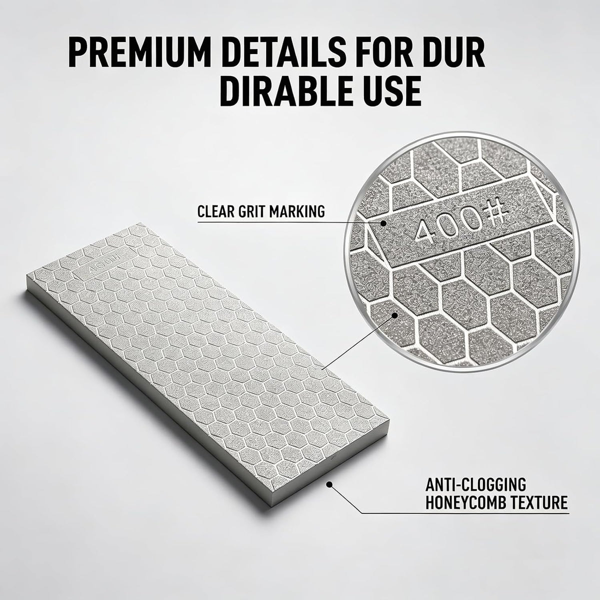 8 inch Diamond Sharpening Stone Knife Sharpener, 400/1000 Dual Grit Honing Stone Lapping Plate for Scissor Chisels Blades Woodworking Tool