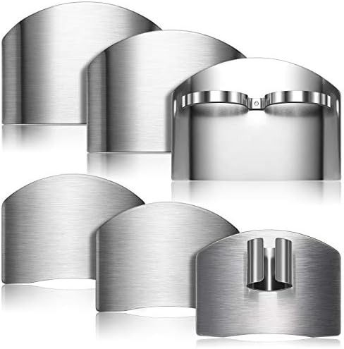6 Pieces Finger Guards for Cutting Stainless Steel Finger Protectors Adjustable Safe Slice Hand Guard Protect for Food Chopping Slicing Cutting, 2 Styles